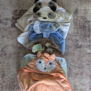 Animal Hooded Baby Towels - Fox, Elephant, Panda, Brown Elephant Set